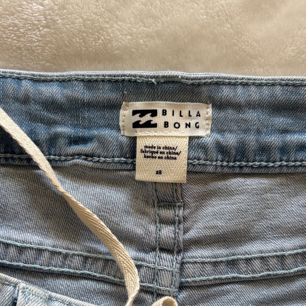 Billabong Lace-Up Light Blue Jean Shorts - Picture 2 of 4